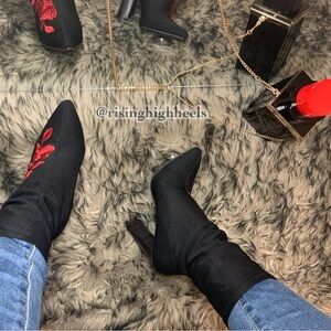 Black stretchy fabric boots (Free Shipping)